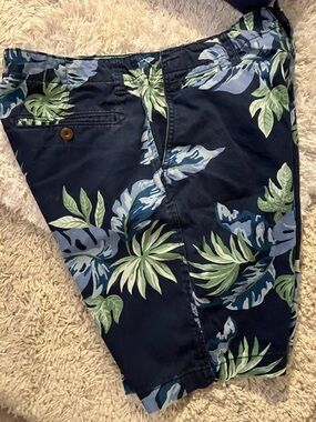AE Navy Tropical Print Shorts